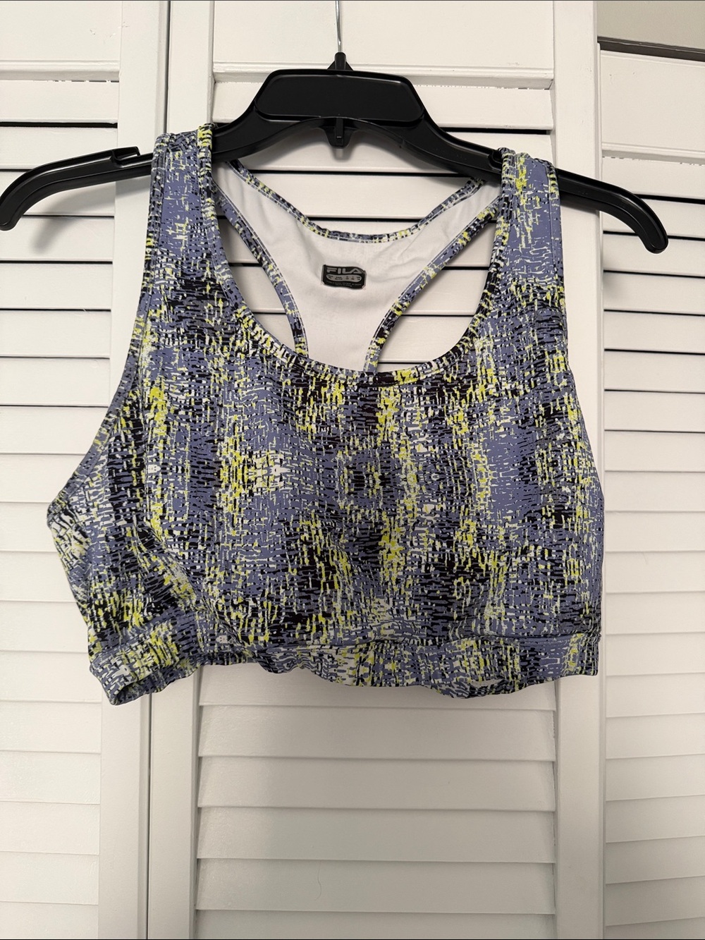 Fila Printed Racerback Sports Bra in Gray and Yellow